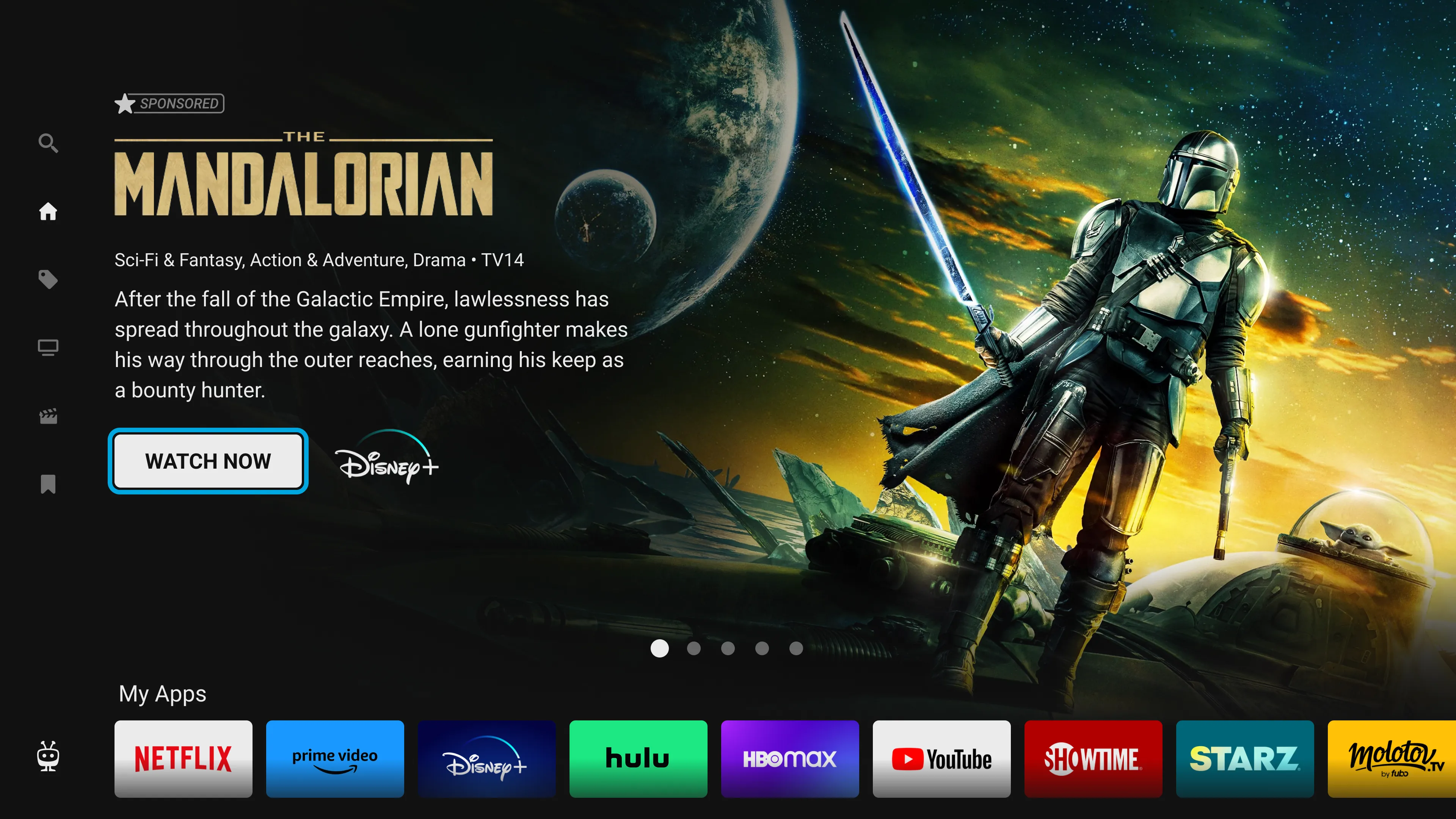 TiVo OS smart TV home screen — case study hero visual