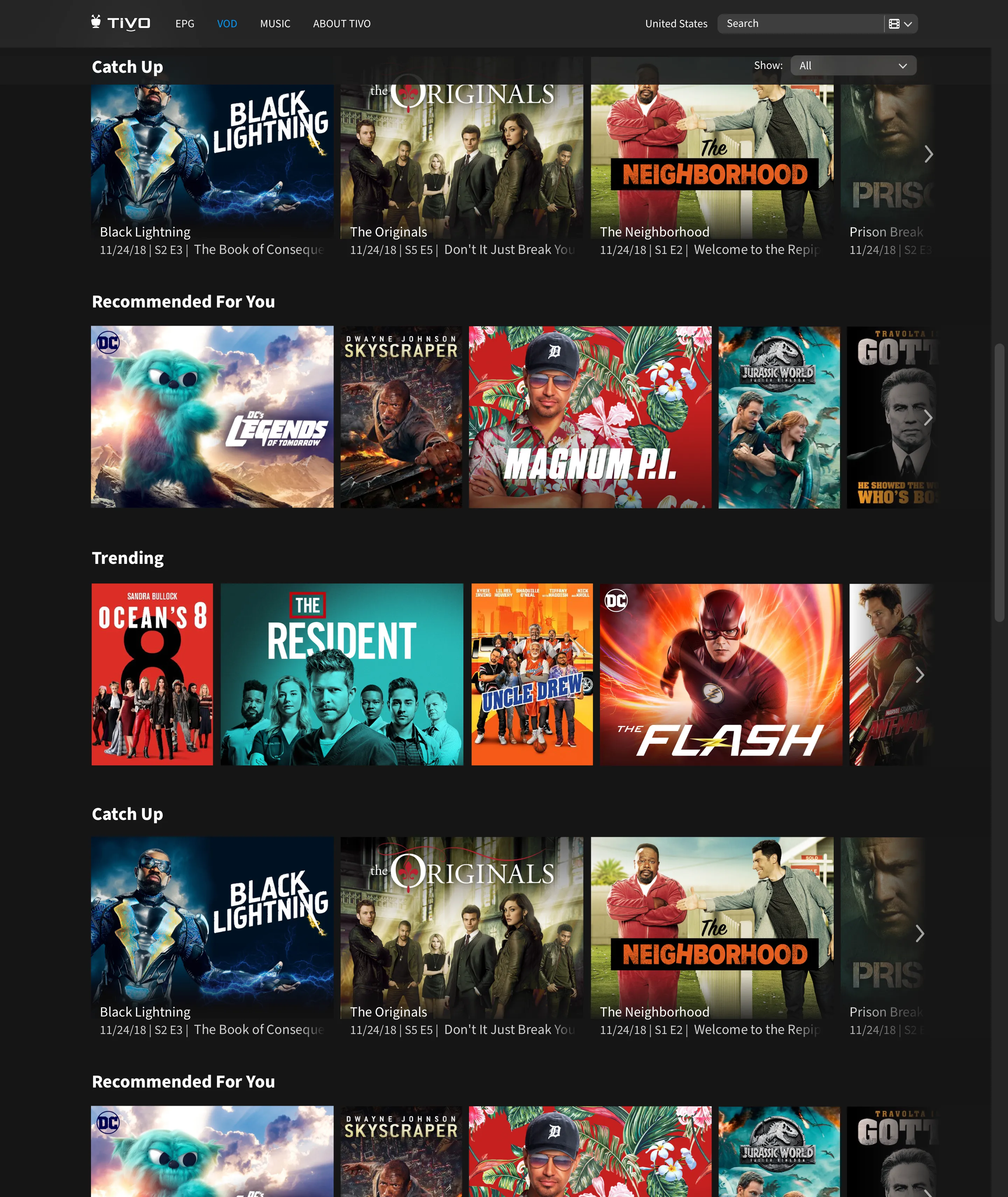 VOD onboarding workflow — main scrolled view